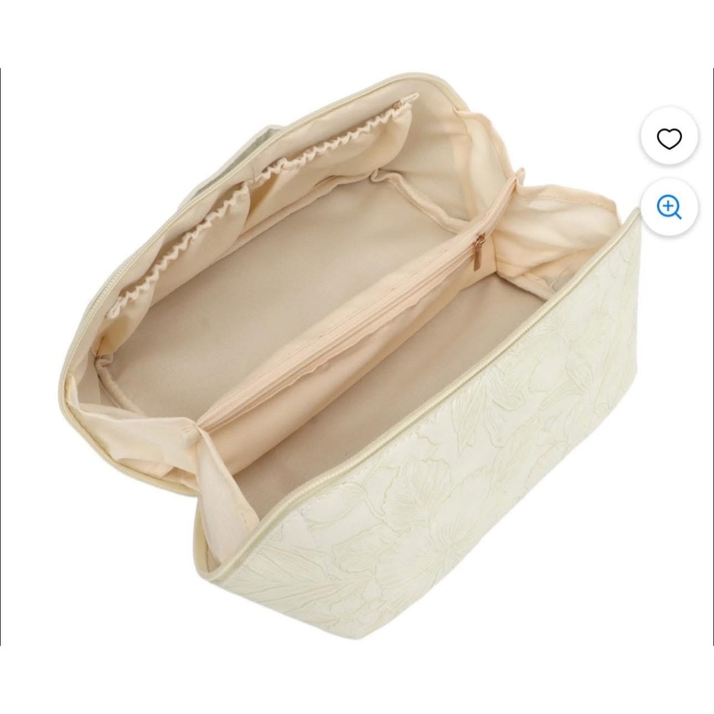 Elegant Floral Embossed‎ Cosmetic Bag Makeup Organizer Travel Toiletry Bag NWT - Picture 2 of 10